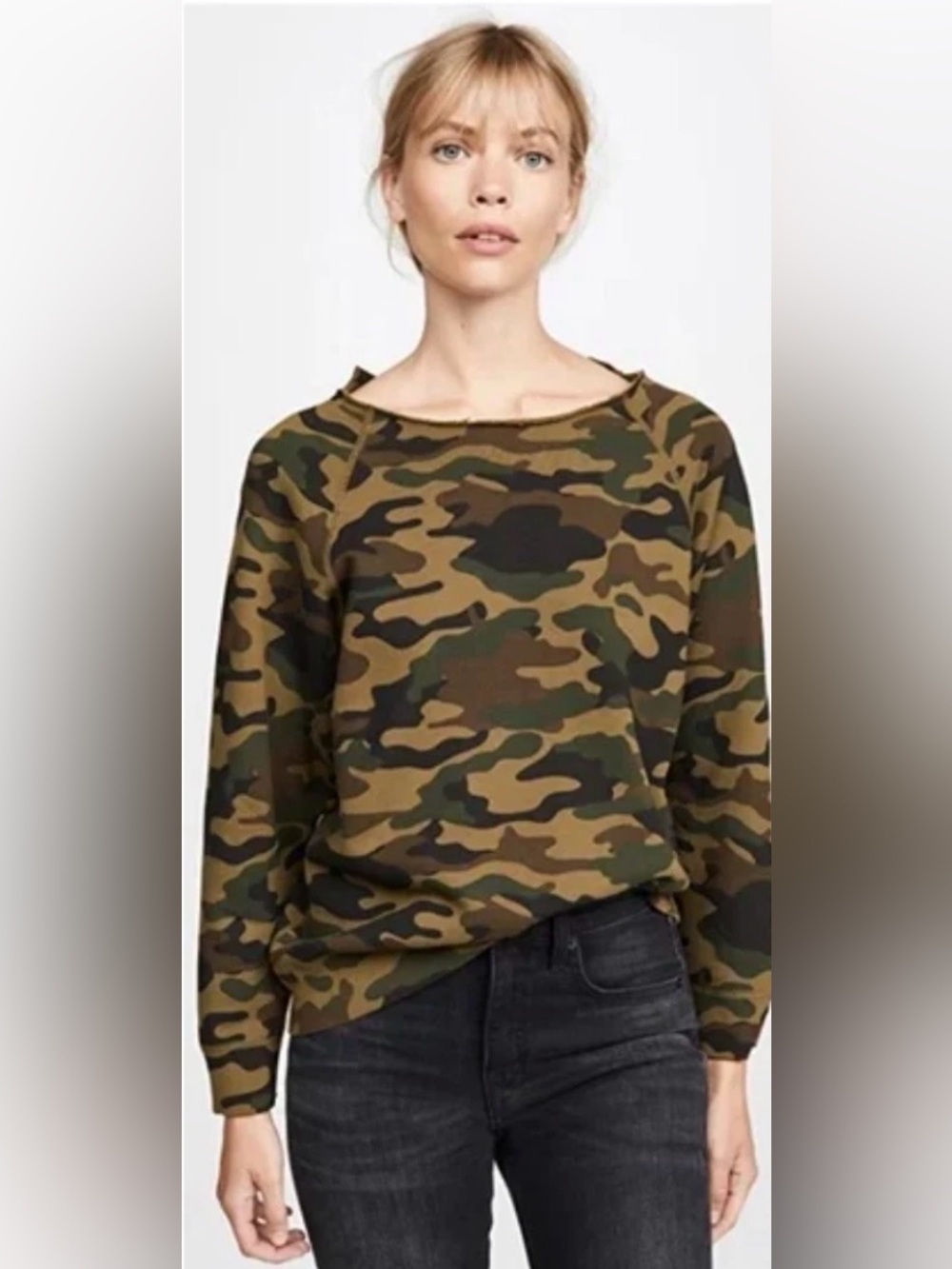 Nili Lotan Luka Camo Green Crewneck Sweatshirt Size XS $239 NWT